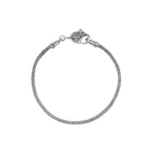 Petite Bali Weave Sterling Silver Bracelet with Filigree Lobster Clasp 3mm