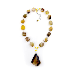 Gorgeous Natural Agate Sterling Silver Statement Necklace