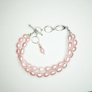 Beautiful Pink or White or Black Freshwater Pearl Double Strand Beaded Bracelet