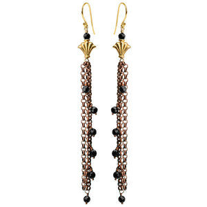 Onyx Copper Plated Modern Link Earrings