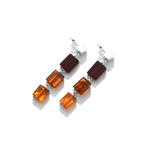 Gorgeous Geometric Mixed Baltic Amber Sterling Silver Earring