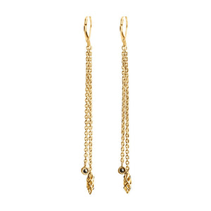 Elegant Marcasite 14k Gold Plated 2-Strand Earrings