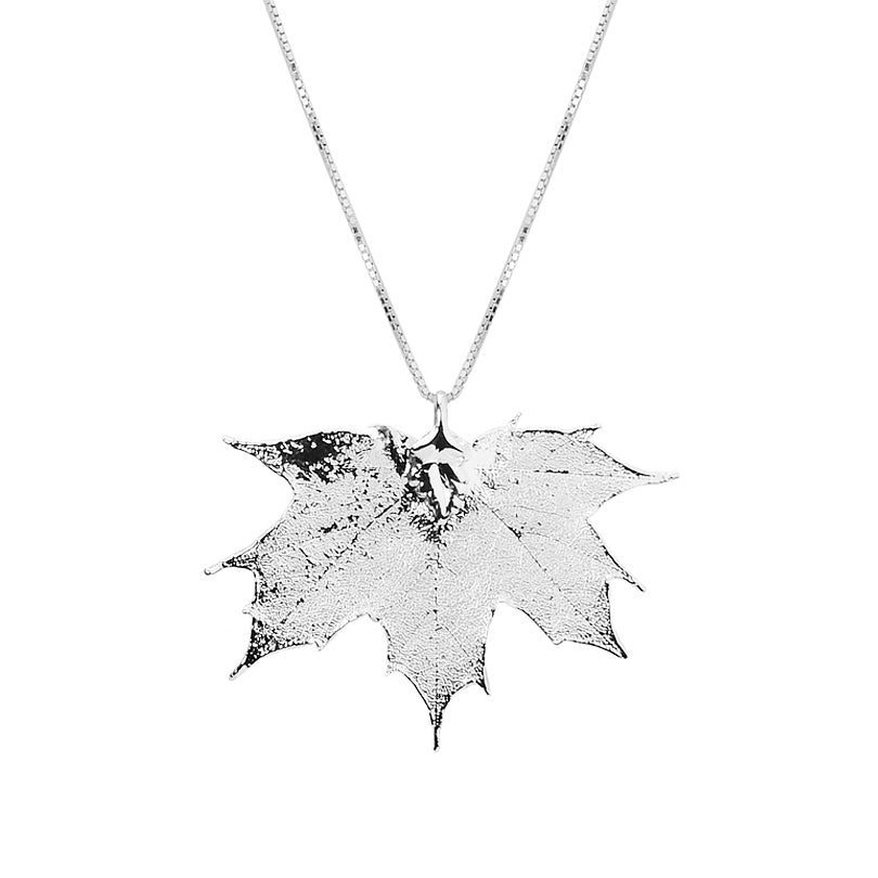 Gorgeous Sterling Silver Saturated Real Maple Leaf  Necklace