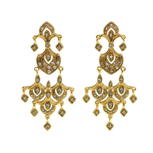 Antiqued Finish Golden Dynasty Crystal Earrings