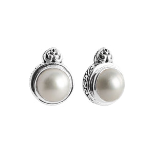 Exquisite Mabe Fresh Water Pearl Balinese Sterling Silver Statement Earrings