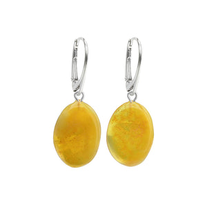 Vibrant Baltic Butterscotch Amber Drop Sterling Silver Earrings