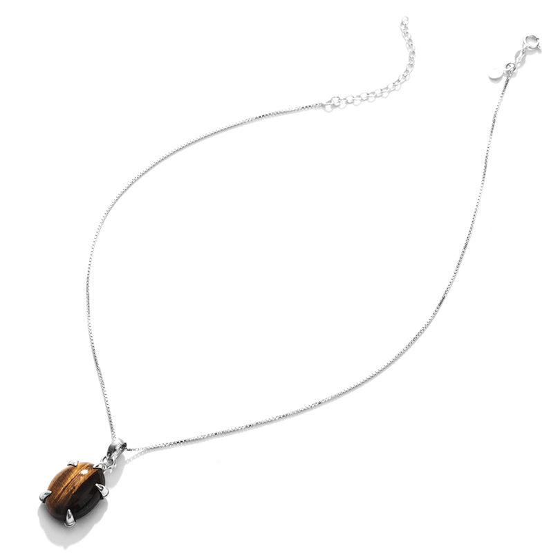 Glimming Tiger's Eye Sterling Silver Necklace