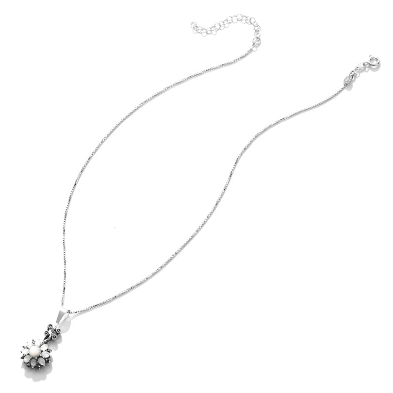 Shimmering Petite Mother of Pearl Flower Sterling Silver Necklace