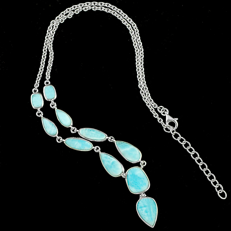 Gorgeous Caribbean Larimar Sterling Silver Statement Necklace