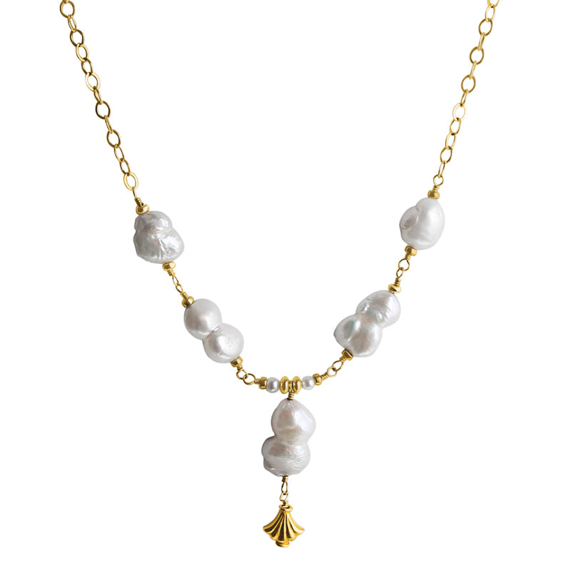 Flirty Natural Fresh Water Pearl Gold Filled Necklace