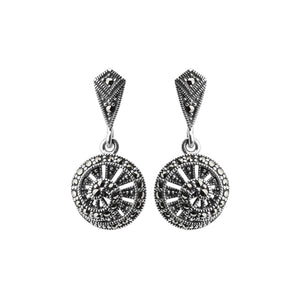 Dynamic Spiral Marcasite Sterling Silver Statement Earrings