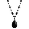 Stunning Faceted Wave Cut Black Onyx Sterling Silver Statement Necklace