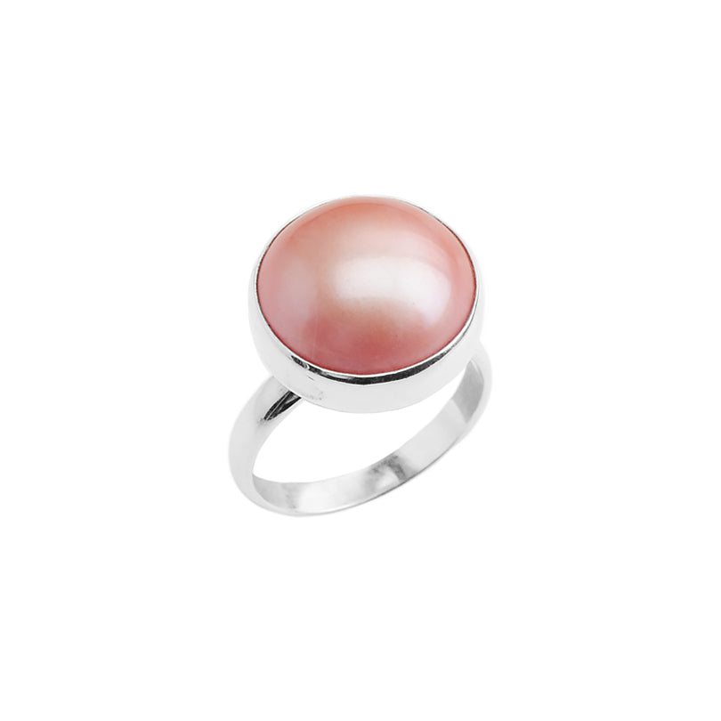 Lustrous Pink Mabe Pearl Sterling Silver Ring