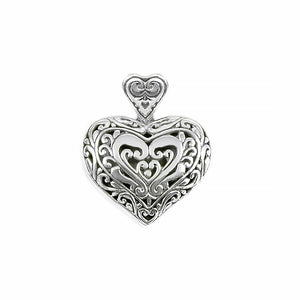Beautiful Balinese Heart Sterling Silver Statement Pendant