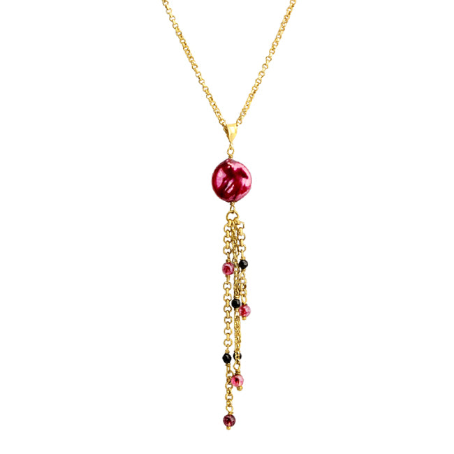 Rose Pink Coin Pearl Gold Plated Necklace -Various Lengths