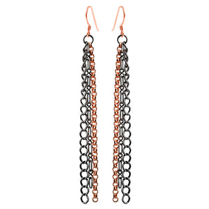 Lush 3-Strand Copper and Black Plated Link Earrings