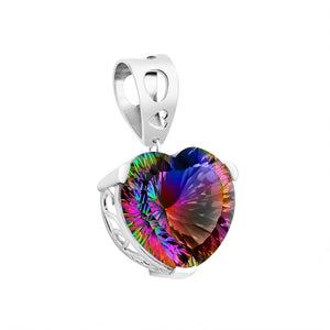 Magnificent Faceted Mystic Quartz Sterling Silver Large Heart Statement Pendant