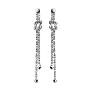 Elegant Italian Knotted Rhodium Plated Sterling Silver Earrings