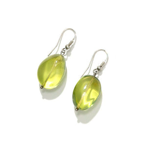 Gorgeous Caribbean Lime Green Amber Sterling Silver Statement Earrings
