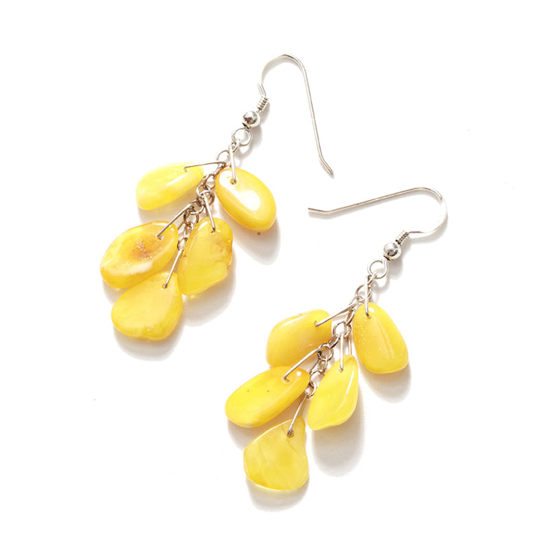 Beautiful Polish Butterscotch Baltic Amber Sterling Silver Statement Earrings