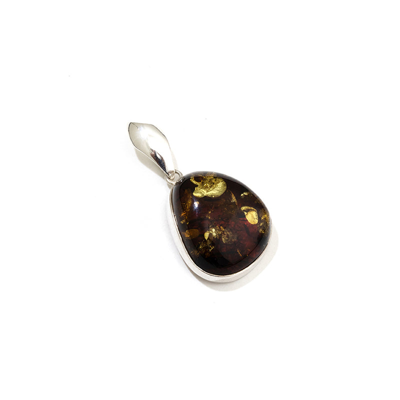 Gorgeous Chunky Baltic Amber Cognac Sterling Silver Statement Pendant