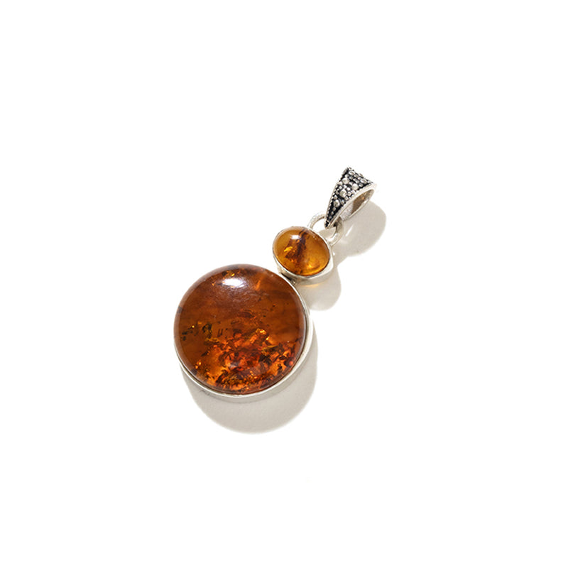 Lovely Cognac Baltic Amber Sterling Silver Pendant (with chain)