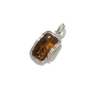 Earthy Cognac Baltic Amber Sterling Silver Pendant