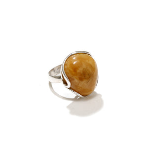 Magnificent Butterscotch Baltic Amber Sterling Silver Statement Ring
