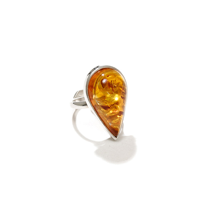 Gorgeous Honey Cognac Baltic Amber Sterling Silver Ring