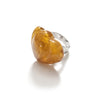 Polish Designer Magnificent Carved Butterscotch Heart Sterling Silver Statement Ring*