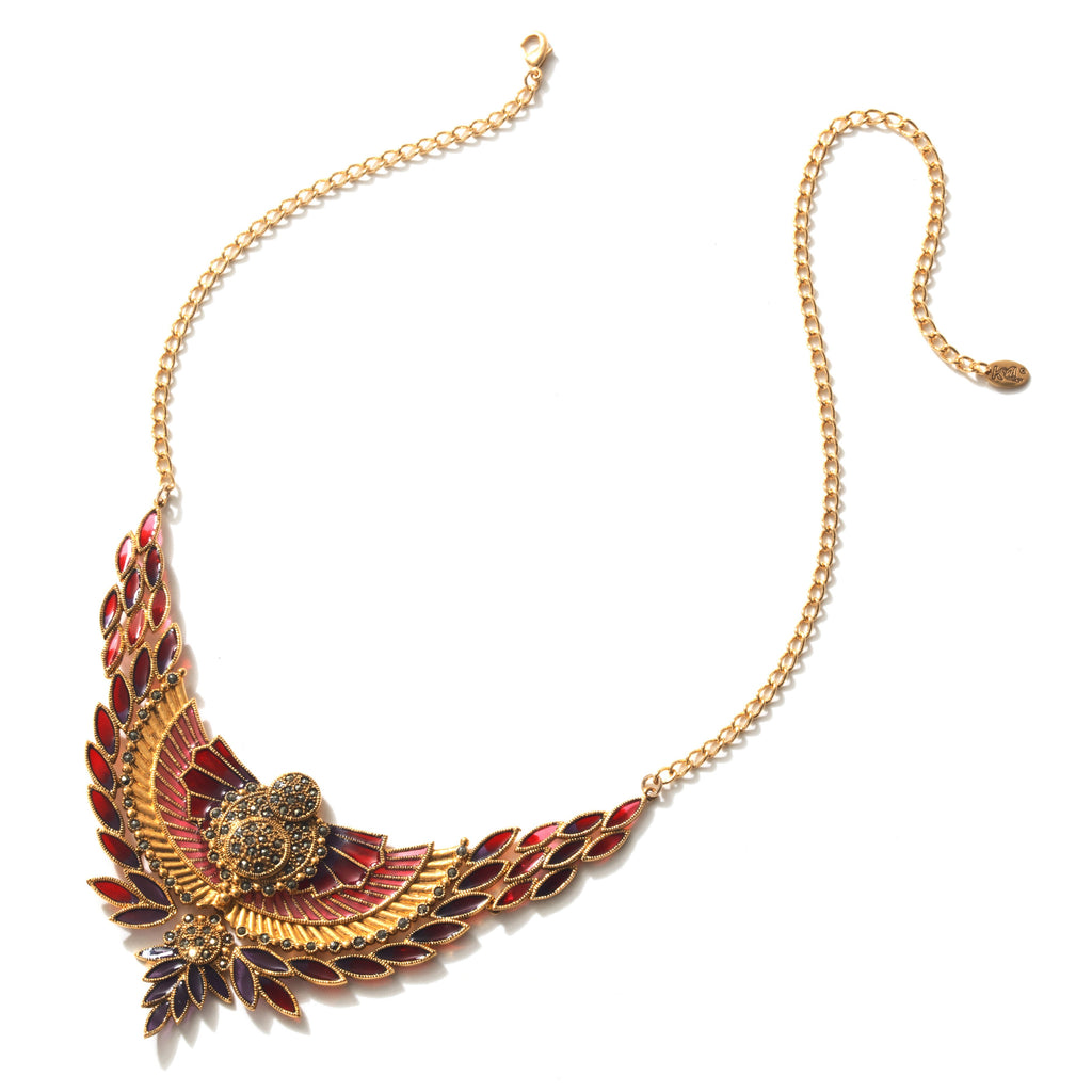 Rise Up on Wings! Marcasite Gold Plated Statement Necklace