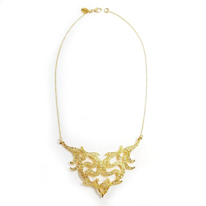 Gorgeous 14kt Gold Plated and Crystal Statement Necklace