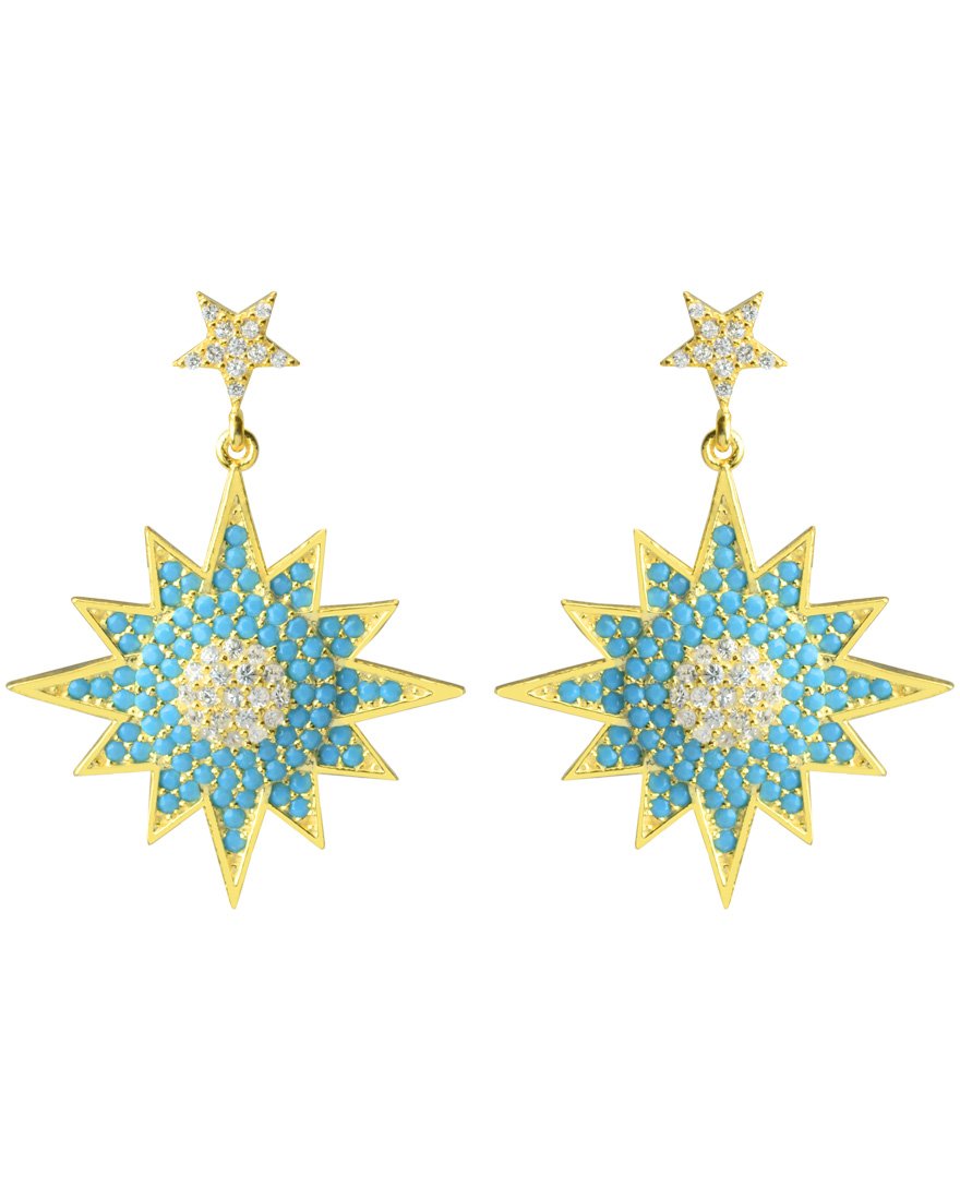 Serious Statement Earrings with Turquoise Crystals