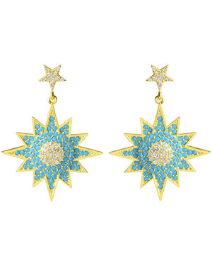 Serious Statement Earrings with Turquoise Crystals