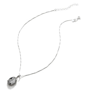 Exotic Black Rutilated Quartz Sterling Silver Pendant Necklace