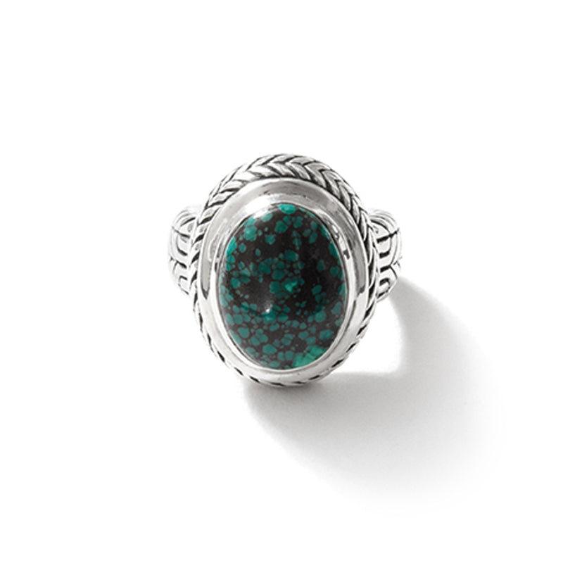 Gorgeous Turquoise in Chevron Design Sterling Silver Statement Ring