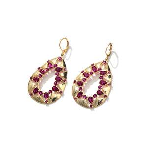 Glamorous Emerald CZ & Ruby CZ Gold Plated Statement Earrings