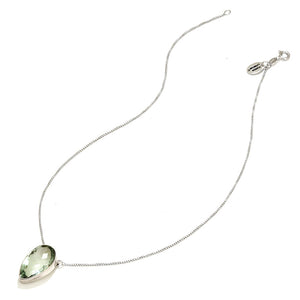 Beautifully Faceted Green Amethyst on Italian Rhodium Plated Silver Neckline