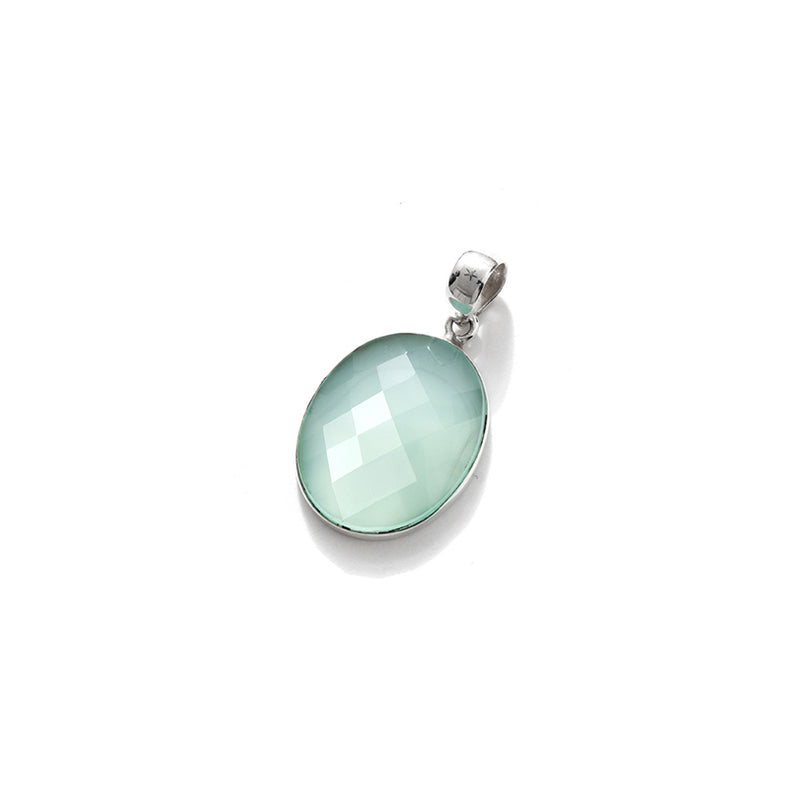 Gorgeous Faceted Ice Blue Chalcedony Sterling Silver Pendant