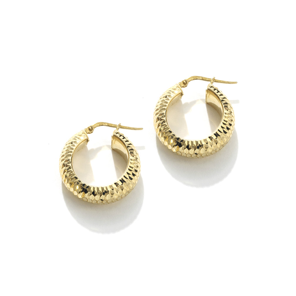 Gorgeous Italian 18kt Gold Plated Diamond Cut Statement Hoop Earrings