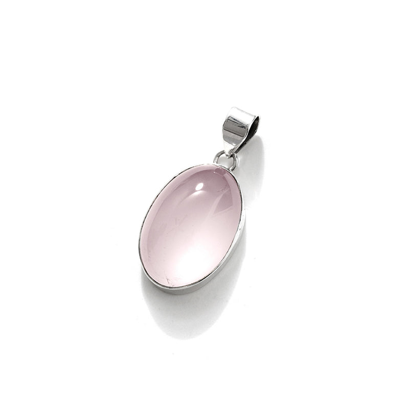 Beautiful Clear Smooth Rose Quartz Sterling Silver Pendant