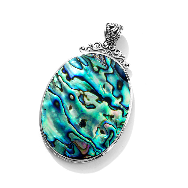 Magnificent Balinese Abalone Sterling Silver Statement Pendant