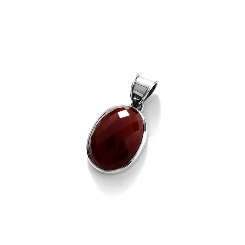 Beautiful Rich Faceted Carnelian Sterling Silver Pendant