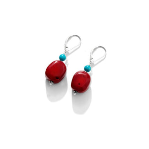 Our Best Coral & Turquoise Sterling Silver Earrings