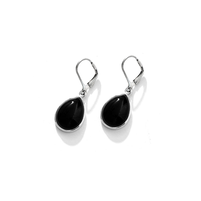 Smooth & Shiny Black Onyx Sterling Silver Earring