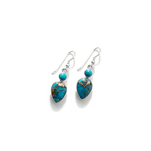 Vibrant Turquoise with Bronze Highlights Sterling Silver Earrings