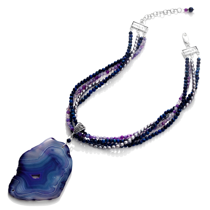 Extraordinary River Blue Agate Statement Necklace
