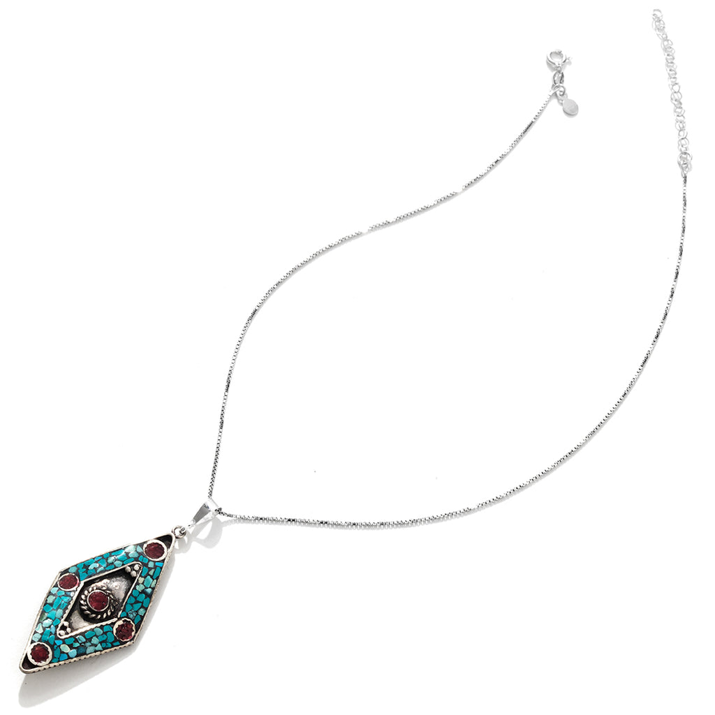 Authentic Himalayan Coral and Turquoise Nepal Necklace