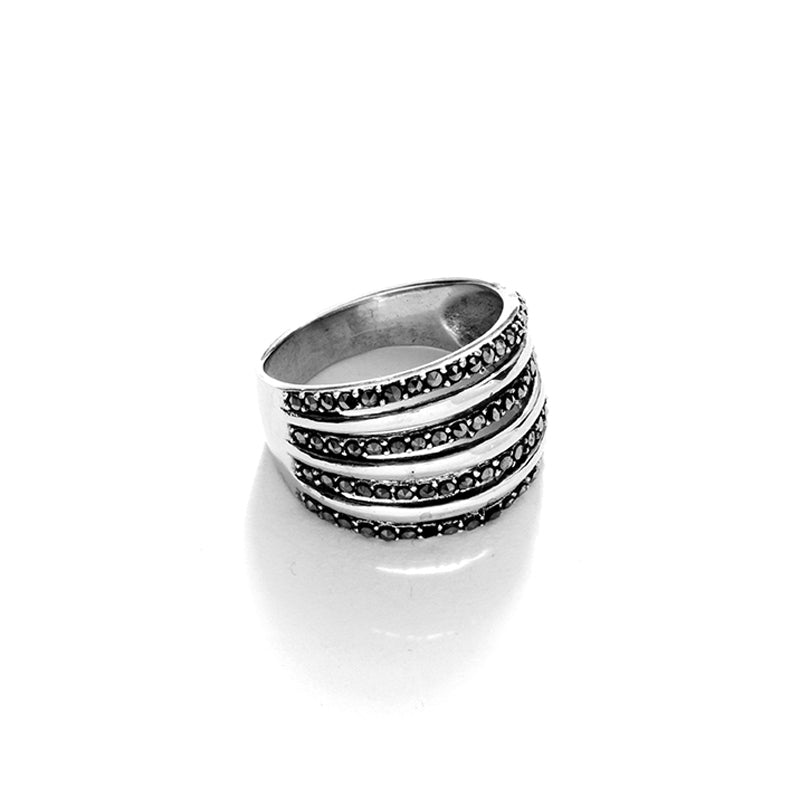 Classic Marcasite Sterling Silver Layered Statement Ring