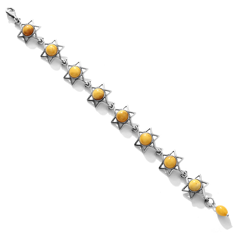 Butterscotch Baltic Amber Star Sterling Silver Bracelet